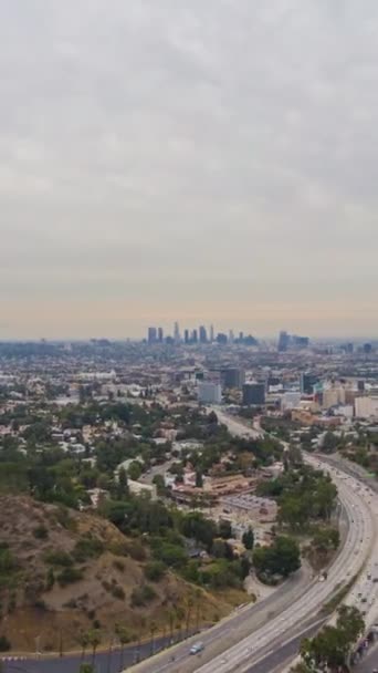 Los Angeles Cityscape Morning California Usa Aerial Hyper Lapse View — Stock Video