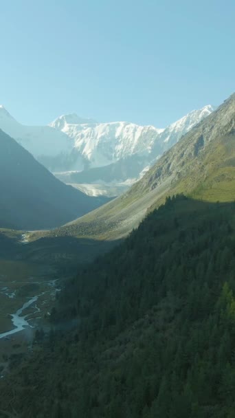 Lac Akkem Les Montagnes Altaï Dans Journée Ensoleillée Russie Vue — Video