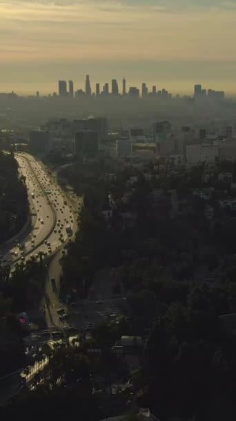 Los Angeles City Sunrise Vue Sur Centre Ville Autoroute Californie — Video