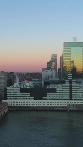Jersey City Wolkenkrabbers Ochtend New Jersey Verenigde Staten Van Amerika — Stockvideo