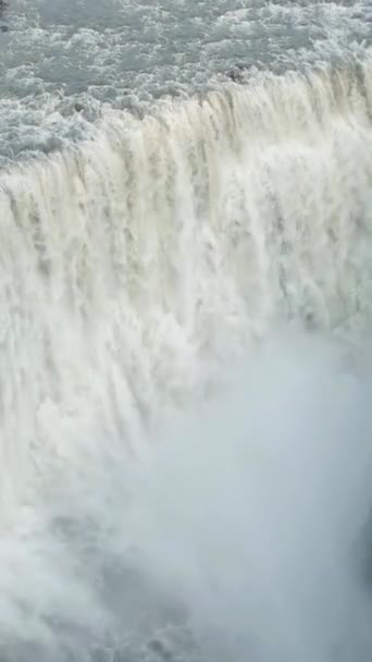 Wodospad Dettifoss Letni Wieczór Islandia Widok Lotu Ptaka Drone Flies — Wideo stockowe