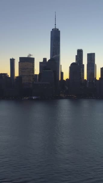Skyline Lower Manhattan Nova Iorque Morning Twilight Vista Aérea Estados — Vídeo de Stock