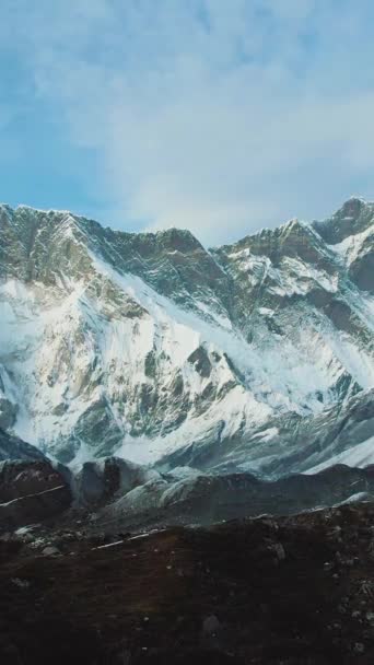 Góra Nuptse Południowa Twarz Lhotse Widok Lotu Ptaka Dron Leci — Wideo stockowe