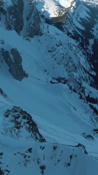 Berg Pilatus Zonnige Winter Morgen Zwitserse Alpen Zwitserland Luchtfoto Drone — Stockvideo
