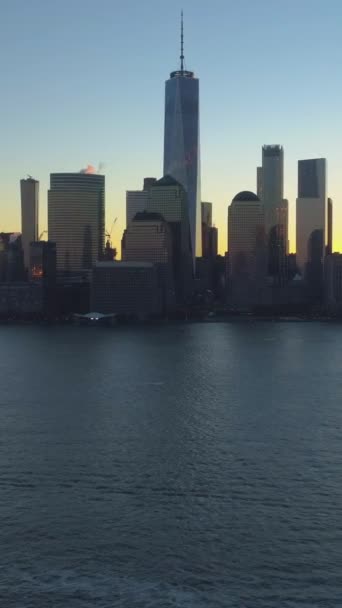 Aşağı Manhattan New York Sunrise Şehir Manzarası Hava Görüntüsü Amerika — Stok video