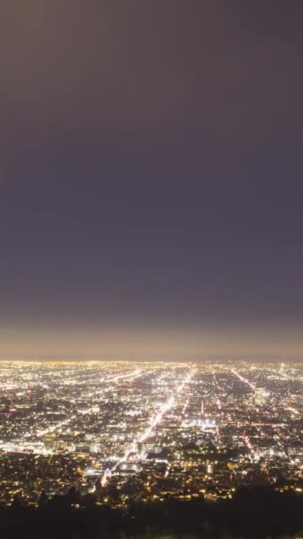 Los Angeles Skyline Nachts Californië Verenigde Staten Tijd Verstrijken Verticale — Stockvideo