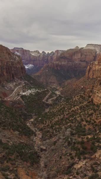 Blick Auf Den Canyon Zion National Park Bewölkter Tag Utah — Stockvideo