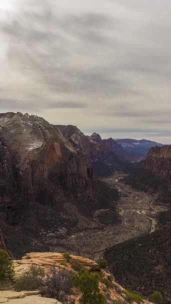 Zion Canyon Summit Angels Landing Jour Nuageux Utah États Unis — Video