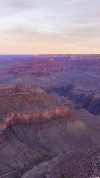 Grand Canyon Bei Sonnenaufgang Südrand Arizona Usa Bewegender Schwenk Zeitraffer — Stockvideo