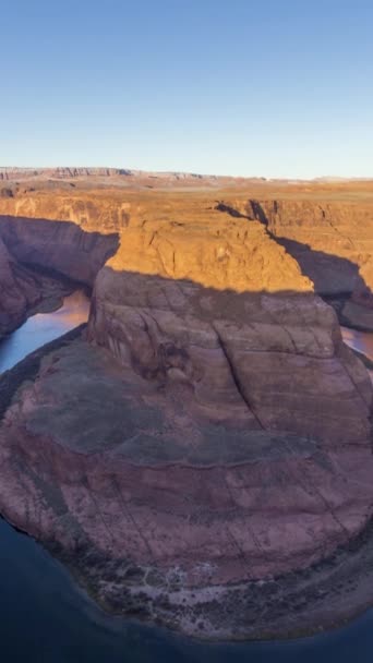 Horseshoe Buig Zonnige Morgen Colorado River Meander Arizona Verenigde Staten — Stockvideo