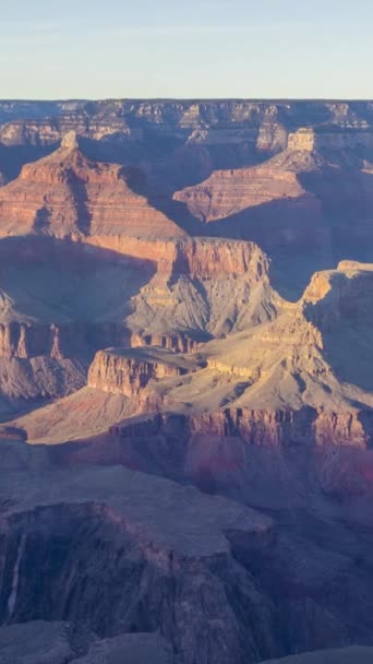 Grand Canyon Sunset South Rim Arizona Eua Movendo Panning Day — Vídeo de Stock
