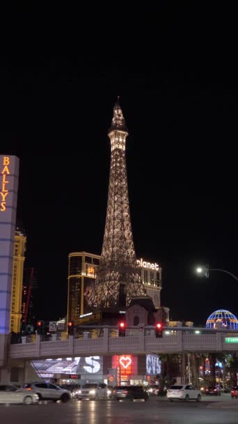 Лас Вегас Сша Декабря 2019 Года Лас Вегас Стрип Ночью — стоковое видео