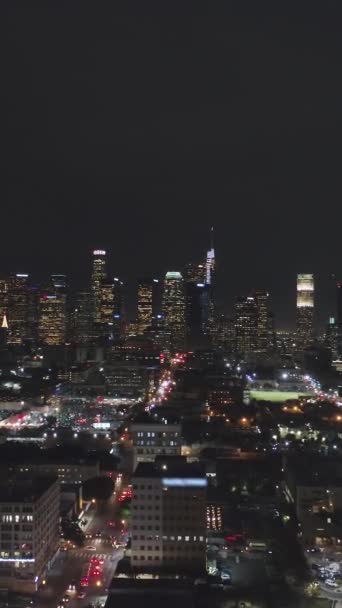 Лос Анджелес Ночью Дорожное Движение Центре Машинах Калифорния Сша Вид — стоковое видео