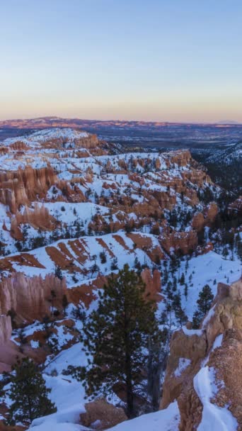 Bryce Canyon Sunset Winter Snow Utah Usa Time Lapse Vertical — Stock Video