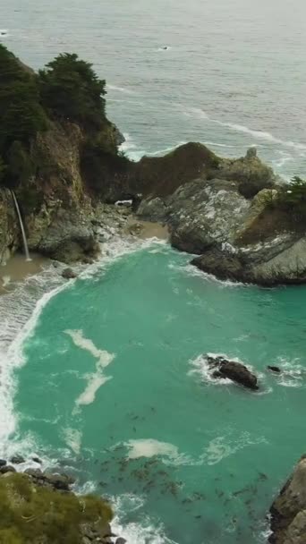 Mcway Beach Mcway Falls Big Sur California Usa Vista Aerea — Video Stock
