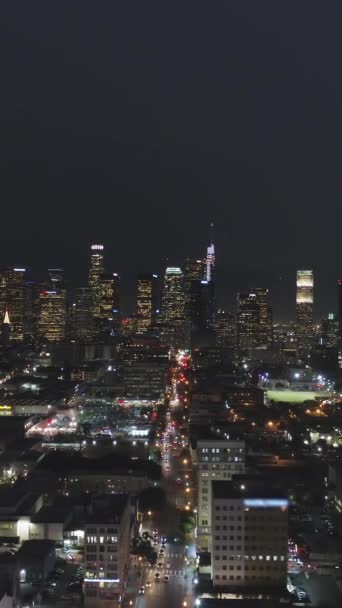 Στο Κέντρο Του Λος Άντζελες Νύχτα Καλιφόρνια Ηπα Αεροφωτογραφία Κηφήνας — Αρχείο Βίντεο