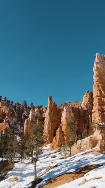 Hoodoos Bryce Canyon Vintern Bryce Canyon National Park Utah Usa — Stockvideo