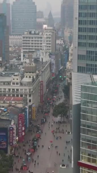 Шанхай Китай Марта 2018 Года Нанкинская Дорога Пешеходная Улица Районе — стоковое видео
