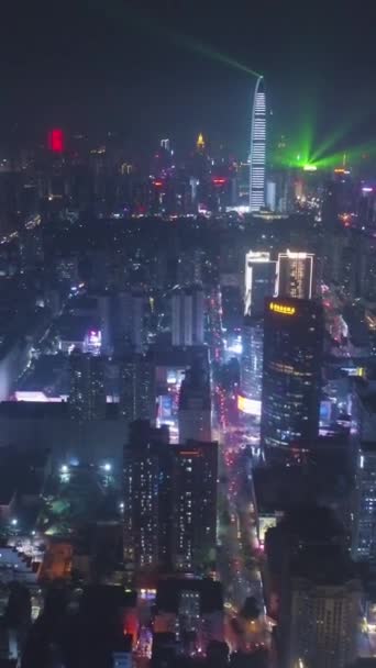 Shenzhen Čína Března 2019 Město Noci Okres Futian Luohu Čína — Stock video