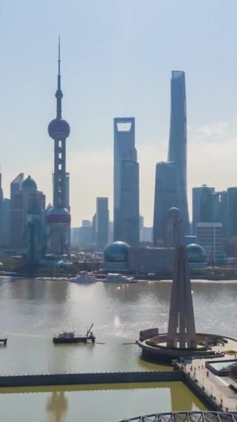 Shanghai Stad Stadsdeel Lujiazui Rivier Huangpu China Hyper Lapse Vanuit — Stockvideo