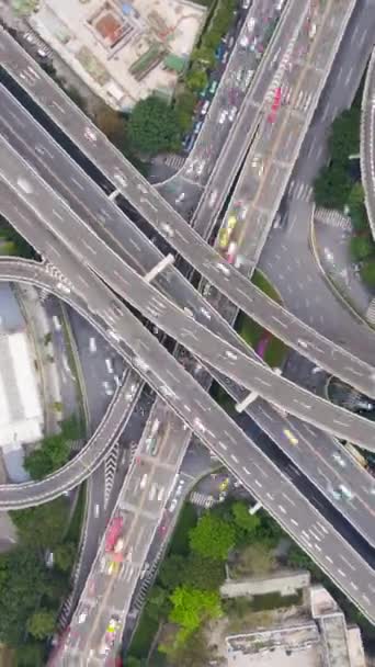 Interscambio Autostradale Complesso Guangzhou Giorno Cina Iper Lapse Verticale Aerea — Video Stock