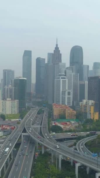 Guangzhou Şehri Kompleks Yolu Üstgeçidi Guangdong Çin Bulutlu Bir Gün — Stok video