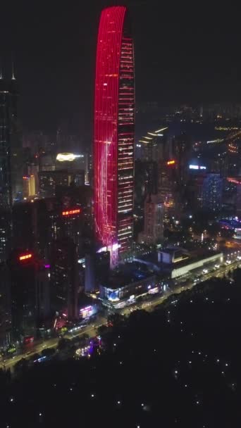 Shenzhen China March 2019 Кінгкі Фінансова Вежа Хмарочос Міський Пейзаж — стокове відео