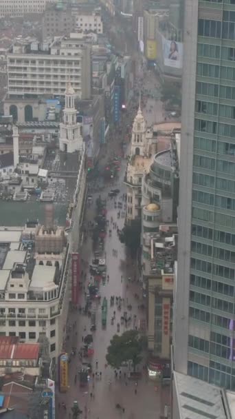 Шанхай Китай Марта 2018 Года Люди Нанкин Роуд Пешеходная Улица — стоковое видео
