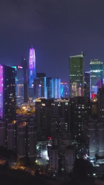 Шэньчжэнь Китай Марта 2019 Года Urban Skyline Light Show Футянь — стоковое видео
