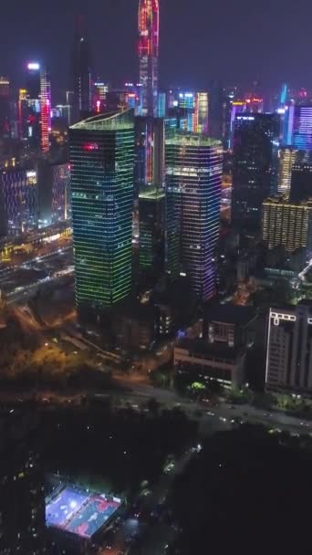 Shenzhen China Marzo 2019 Urban Skyline Light Show Distrito Futian — Vídeo de stock