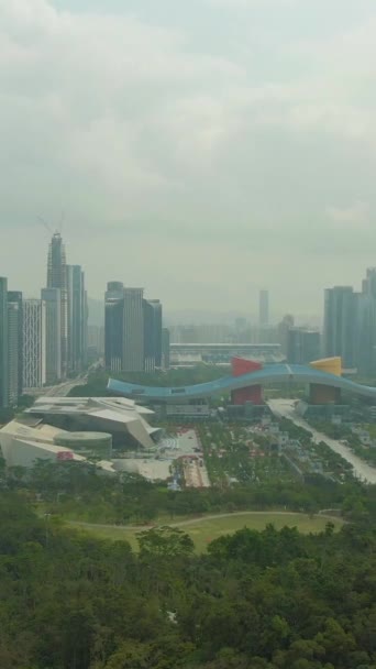Shenzhen City Quartier Central Des Affaires Futian Vue Aérienne Drone — Video