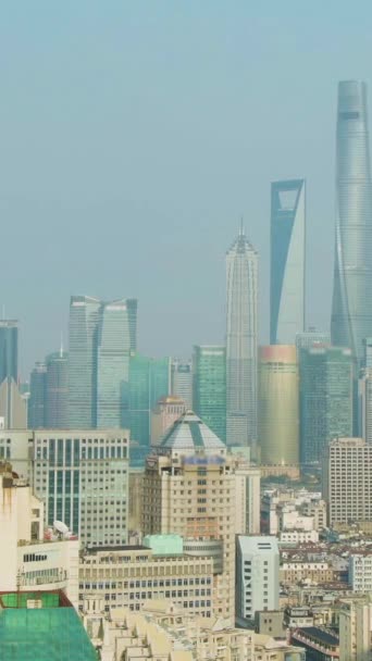 Ciudad Shanghai Paisaje Urbano Del Distrito Huangpu Lujiazui Clear Day — Vídeos de Stock