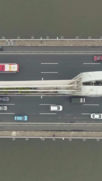 Guangzhou Şehri Trafik Köprüsü Guangdong Çin Havadan Yukarıdan Aşağı Görünümü — Stok video