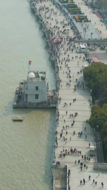 Shanghai China March 2018 Monumen Pahlawan Rakyat Dan Bund Waterfront — Stok Video