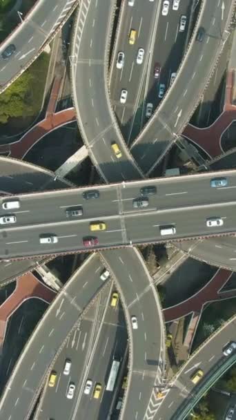 Yanan Lift Road Overpass Kota Shanghai Cina Aerial Top View — Stok Video