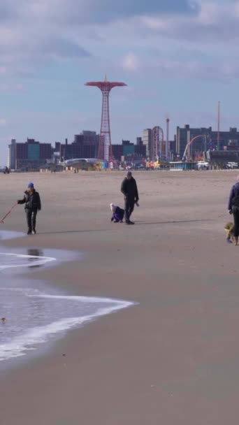 Nueva York City Usa Noviembre 2018 Coney Island Beach Sea — Vídeos de Stock