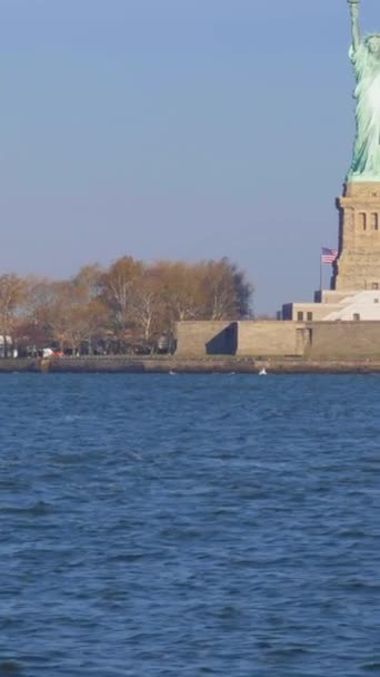 Patung Liberty Sunny Day New York City Amerika Serikat Lihat — Stok Video