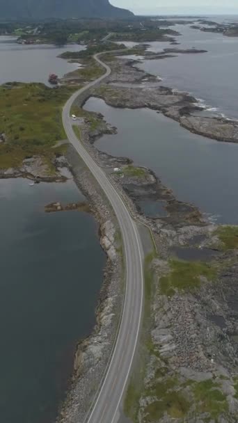 Atlantic Ocean Road Noruega Vista Aérea Desde Gran Altitud Drone — Vídeos de Stock