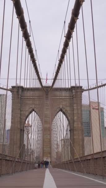 Nova Iorque City Eua Novembro 2018 Brooklyn Bridge Manhattan Skyline — Vídeo de Stock