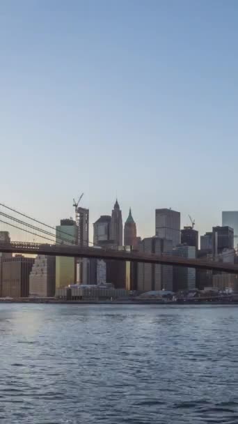Cityscape Lower Manhattan Brooklyn Bridge Nova Iorque Noite Estados Unidos — Vídeo de Stock