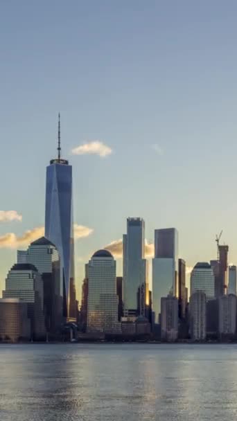 Στο Cityscape Του Lower Manhattan Νέα Υόρκη Ηλιόλουστο Πρωινό Ηνωμένες — Αρχείο Βίντεο