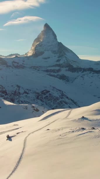Matterhorn Mountain Sun Coucher Soleil Hiver Alpes Suisses Suisse Vue — Video