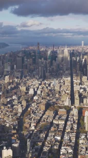 Городской Пейзаж Манхэттена Солнечный День Вид Воздуха Нью Йорк Соединенные — стоковое видео