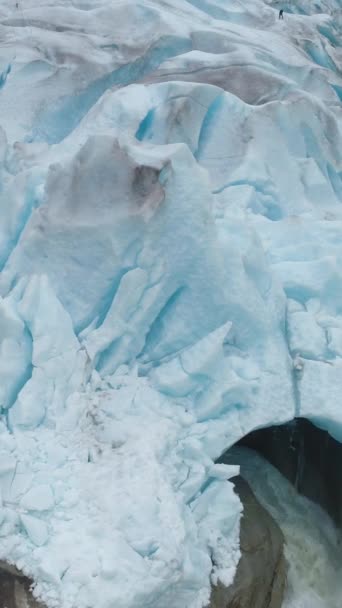 Blue Melting Nigardsbreen Glacier Armen Jostedalsbreen Glacier Den Största Europa — Stockvideo