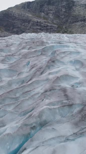 Nigardsbreen Glacier Jostedalsbreens Arm Den Största Europa Flygutsikt Drönaren Flyger — Stockvideo