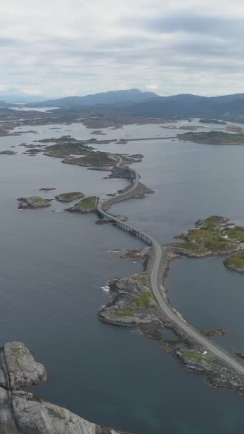 Atlantic Ocean Road Noruega Partir High Altitude Vista Aérea Drone — Vídeo de Stock