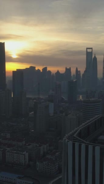 Шанхайська Лінія Сходу Сонця Вид Повітря Китай Дрон Летить Вперед — стокове відео