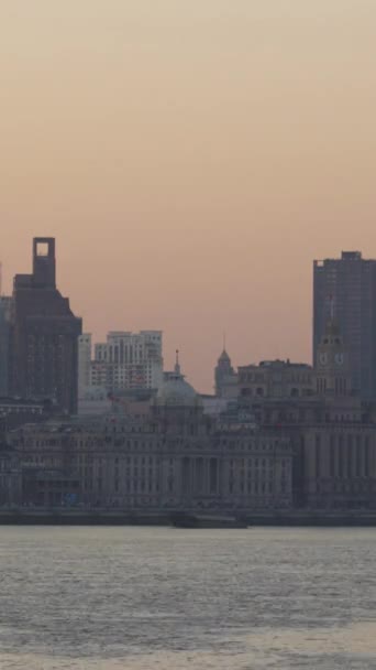 Sunset Time Lapse Bund Waterfront Shanghai Río Huangpu China Vídeo — Vídeos de Stock