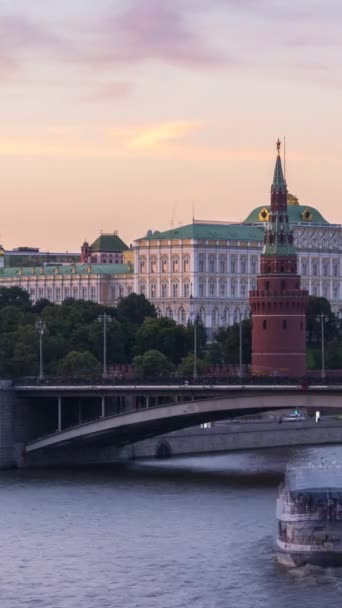 Moskova Kremlin Moskova Nehri Nde Gemiler Rusya Yaz Akşamında Gün — Stok video