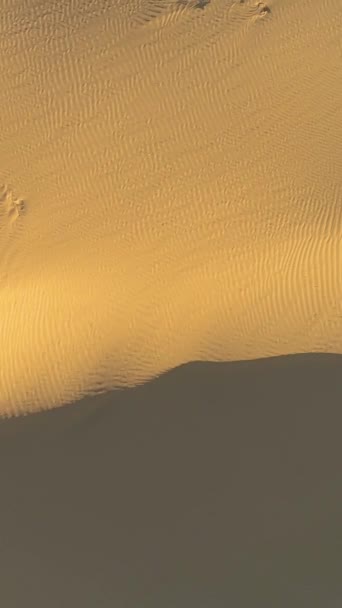 Zandduin Woestijn Drone Vliegt Grote Hoogte Naar Rechts Verticaal Bovenschot — Stockvideo